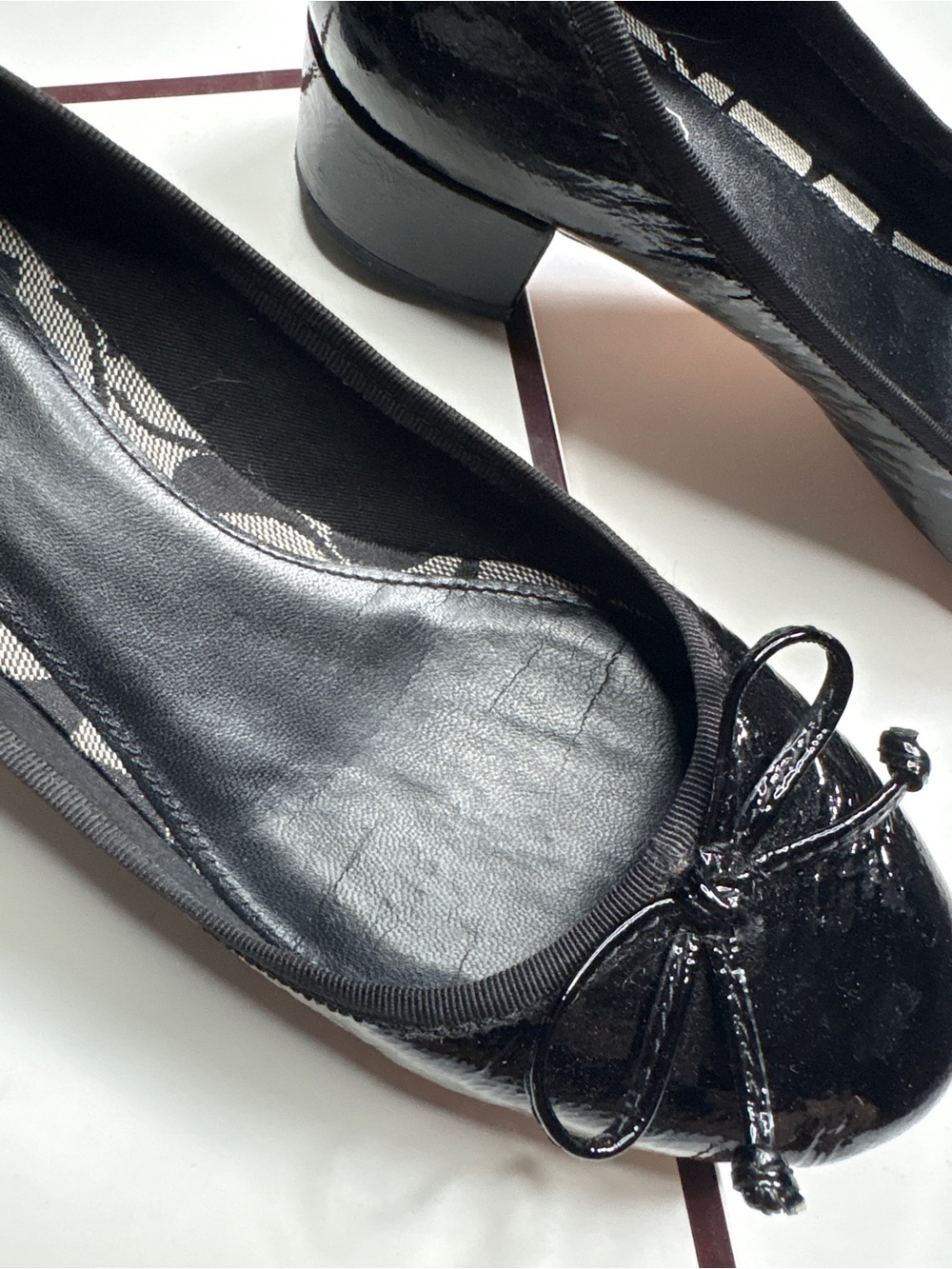Coach Odella black patent leather balletcore round toe block heel